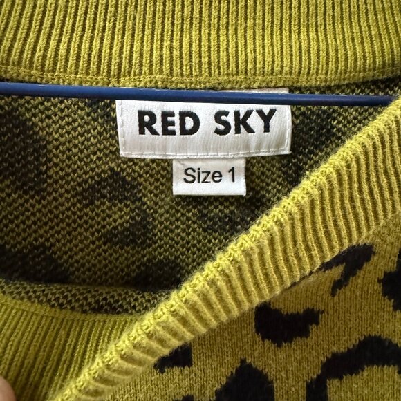 Red Sky Chartreuse Leopard Print Sweater Dress - Picture 2 of 4